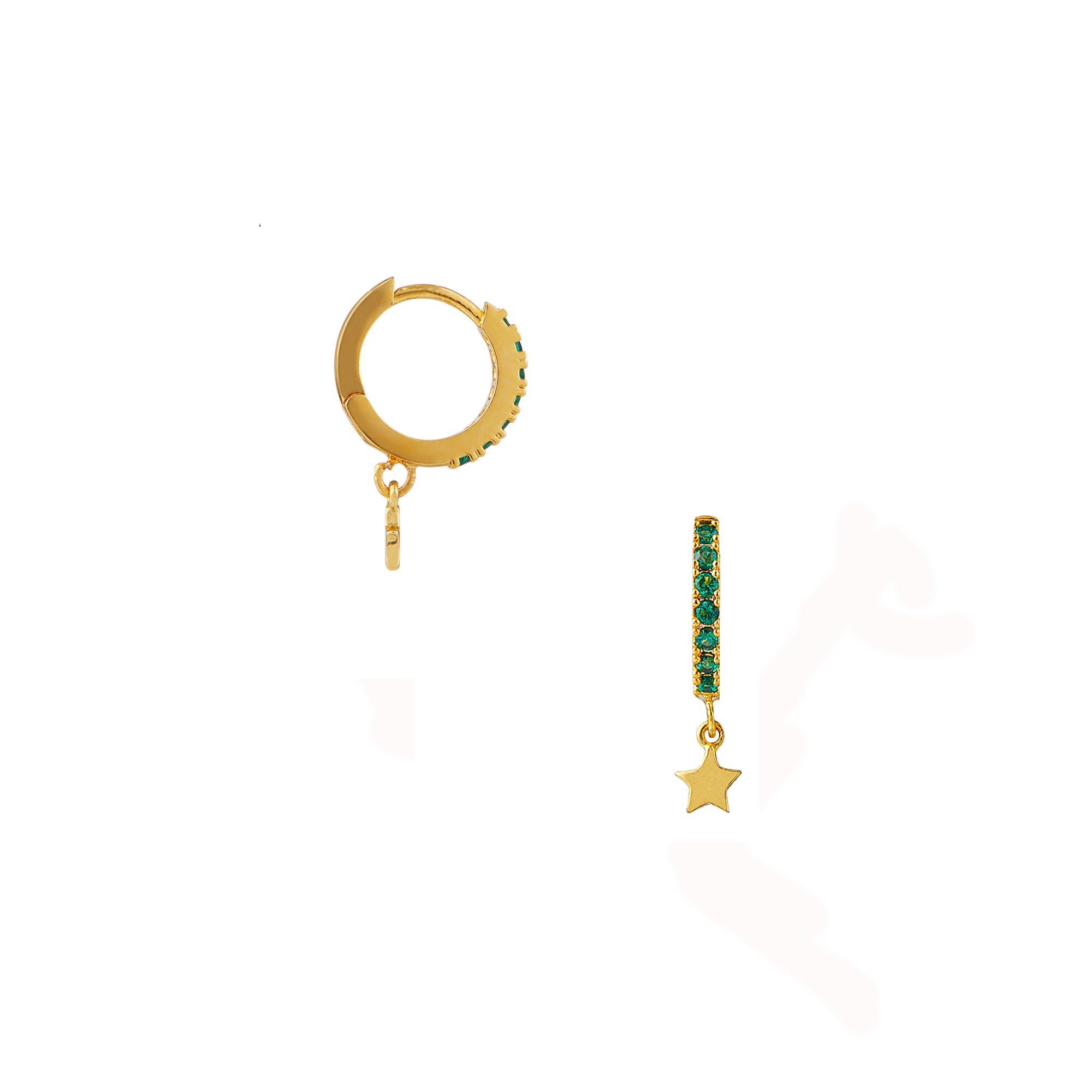 Emerald Pavé Star Huggie Hoop Earrings - Orelia London