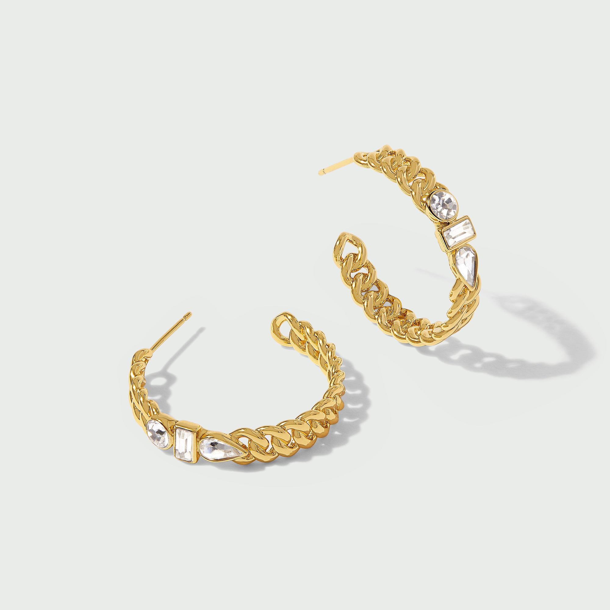 Mixed Gem Chain Hoop Earrings - Orelia x Susan Caplan