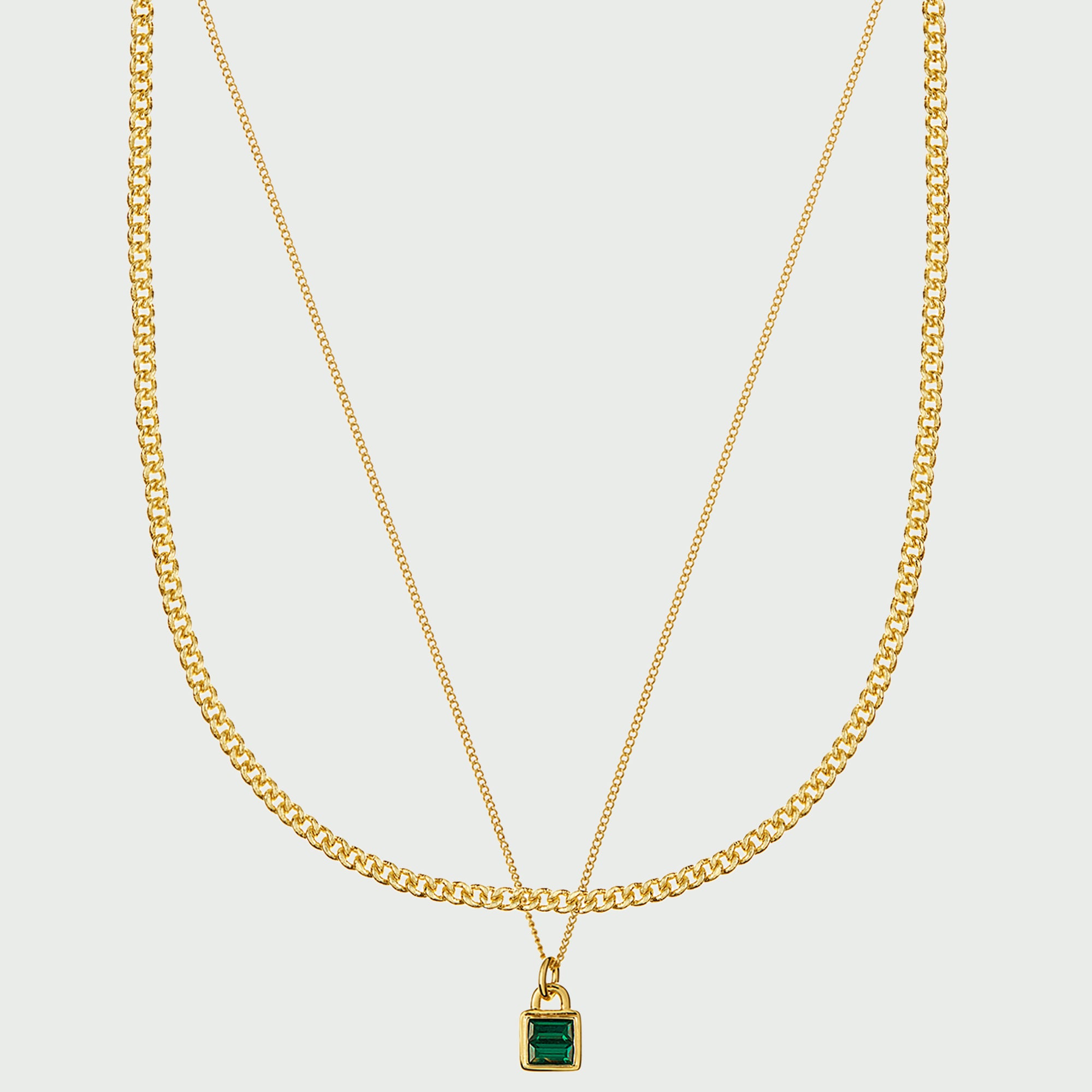 Emerald Padlock Layering Necklace - Orelia x Susan Caplan