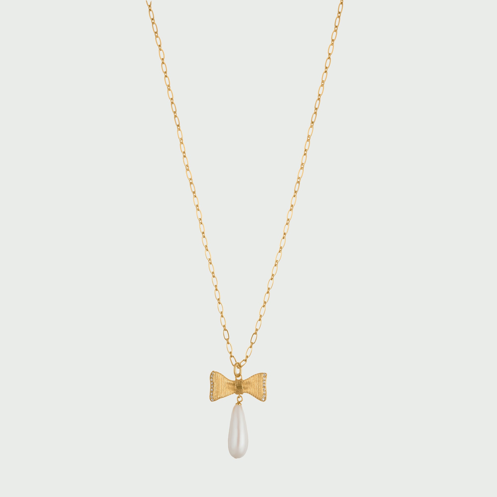 Embellished Bow Pearl Necklace - Orelia x Susan Caplan