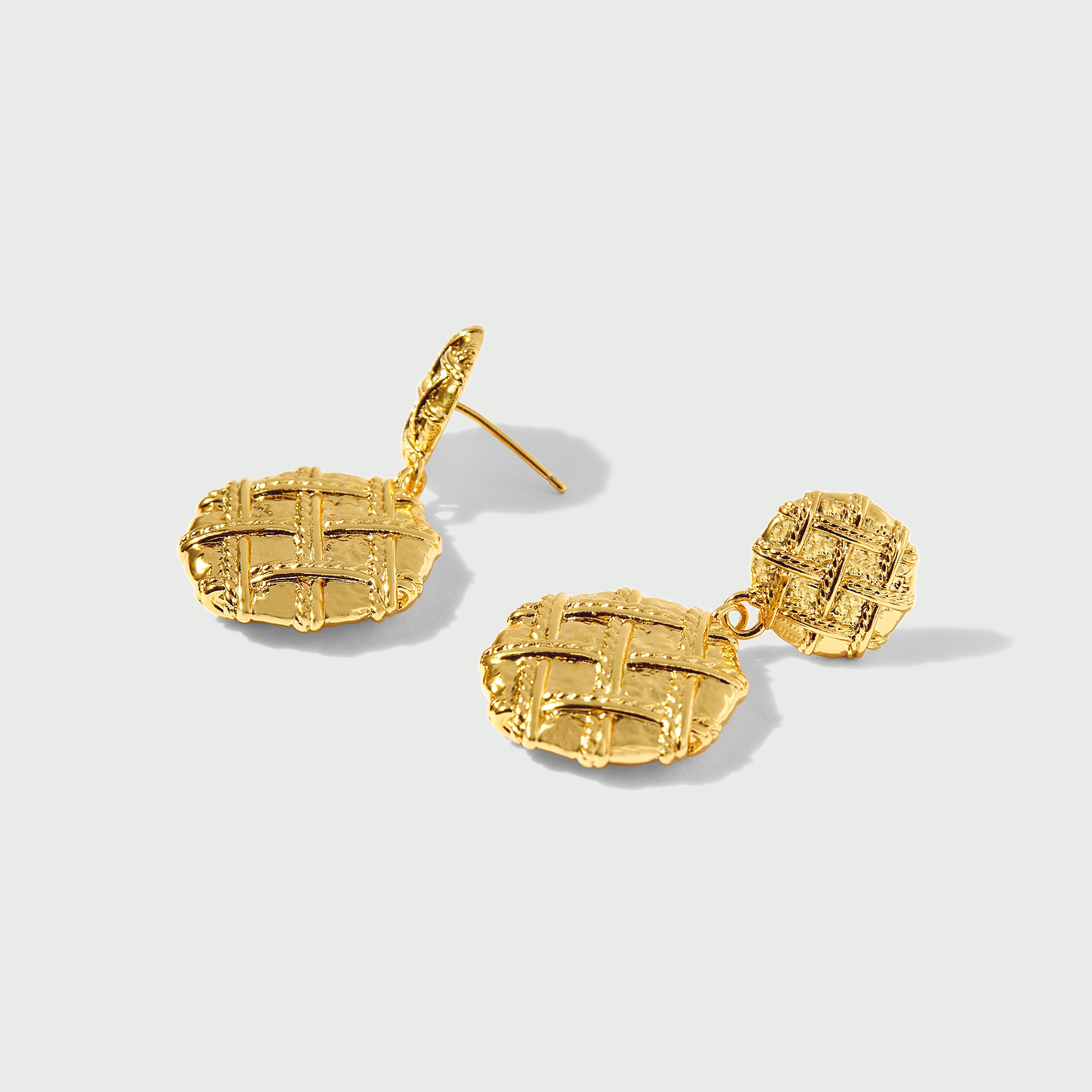 Quilted Texture Medallion Drop Earrings - Orelia x Susan Caplan