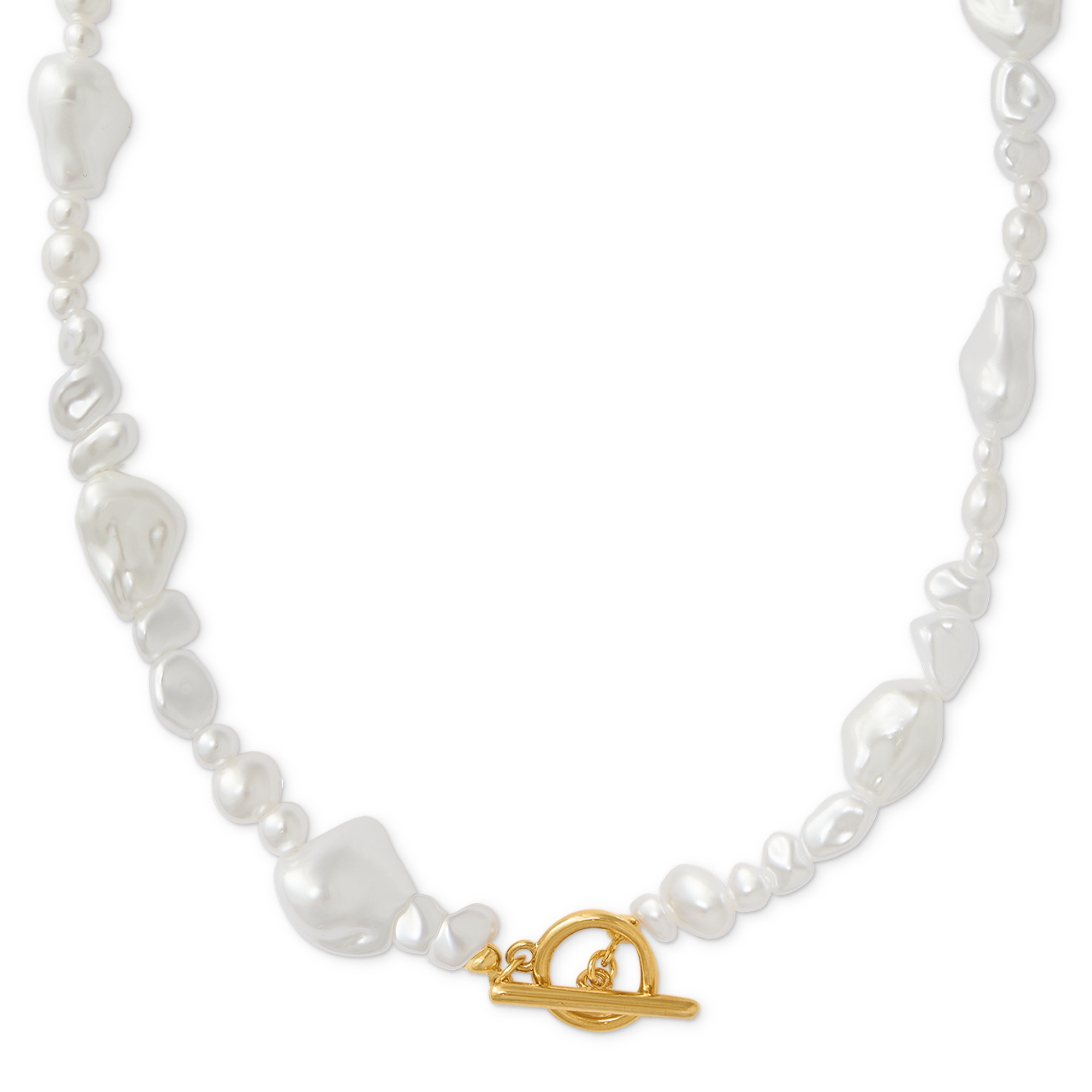 Statement Organic Mixed Pearl T-Bar Necklace - Orelia London