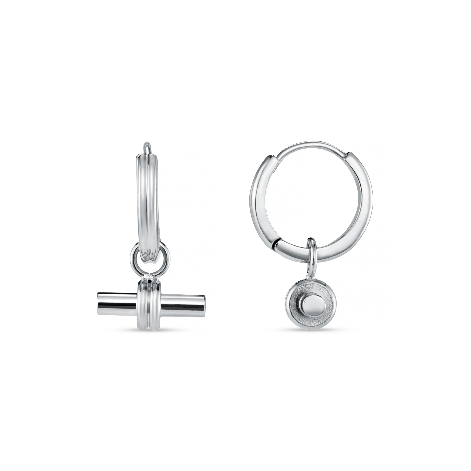 LUXE Linear T-Bar Drop Hoop Earrings - Silver - Orelia LUXE