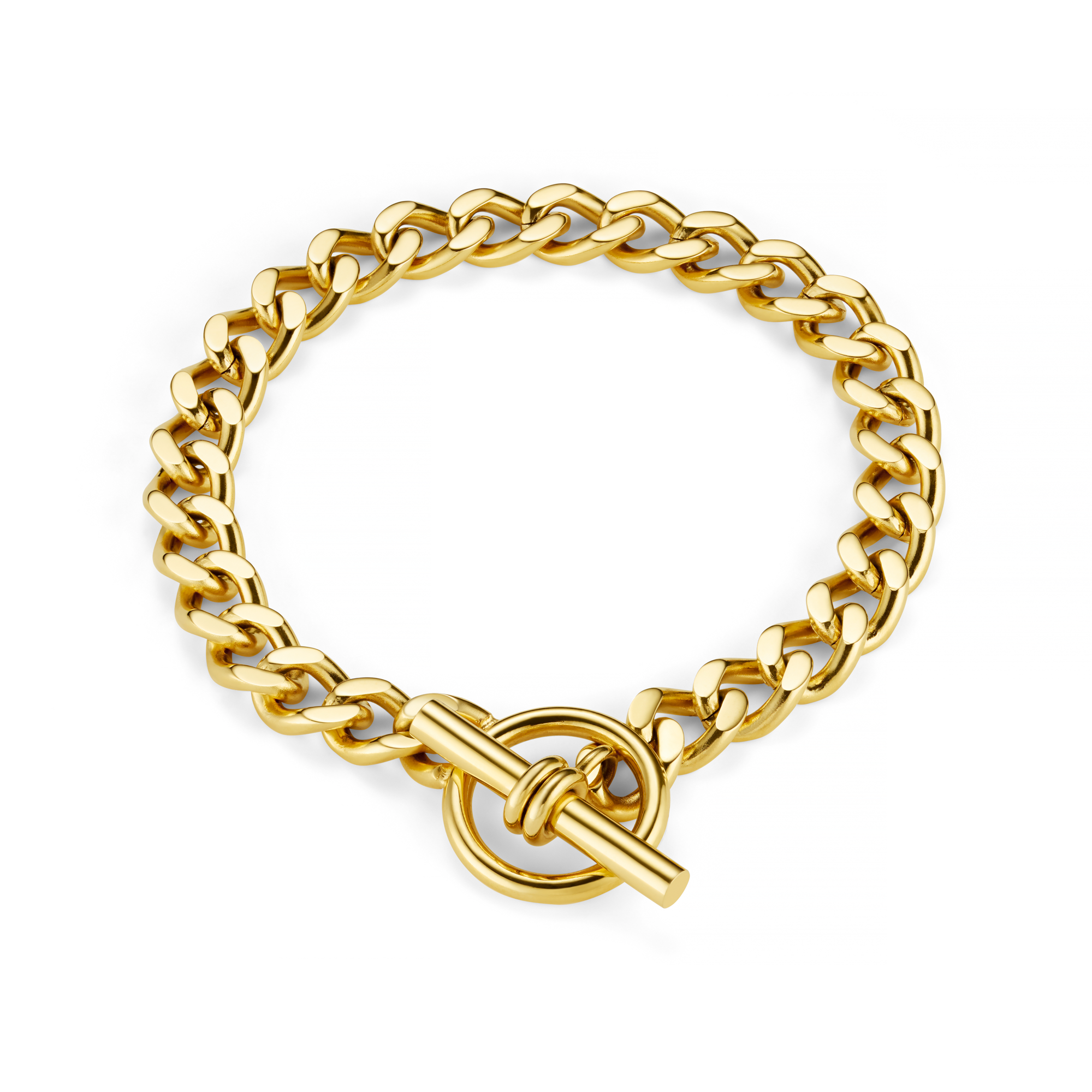 LUXE Flat Curb T-Bar Bracelet - Gold - Orelia LUXE