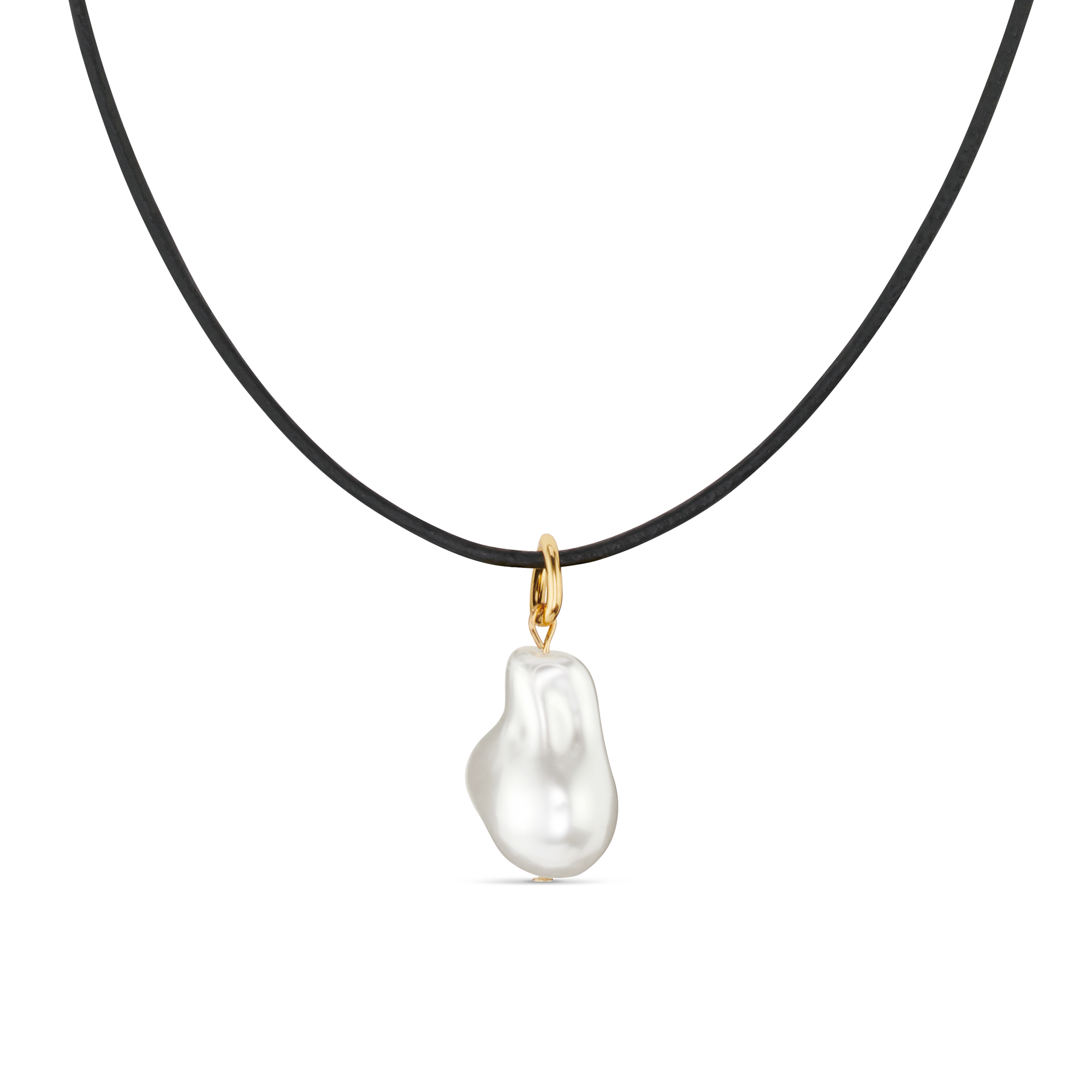 Pearl & Leather Adjustable Necklace - Orelia London