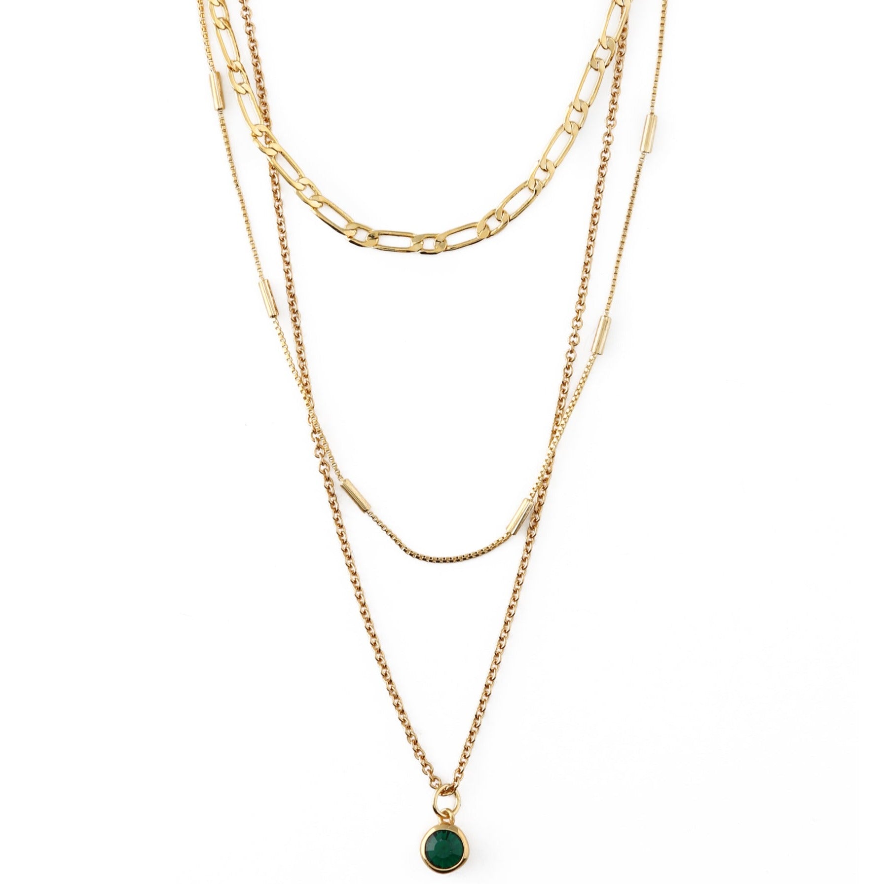 Emerald 3-Row Necklace Made With Swarovski Crystals - Orelia London