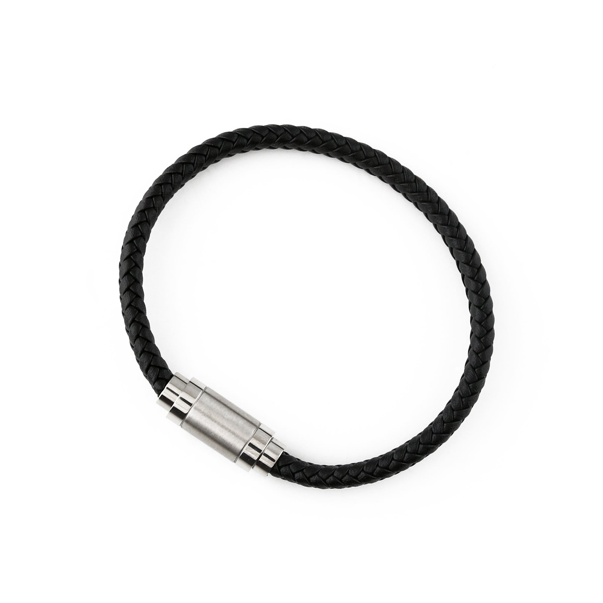 Black Plaited Leather Bracelet - Orelia & Joe