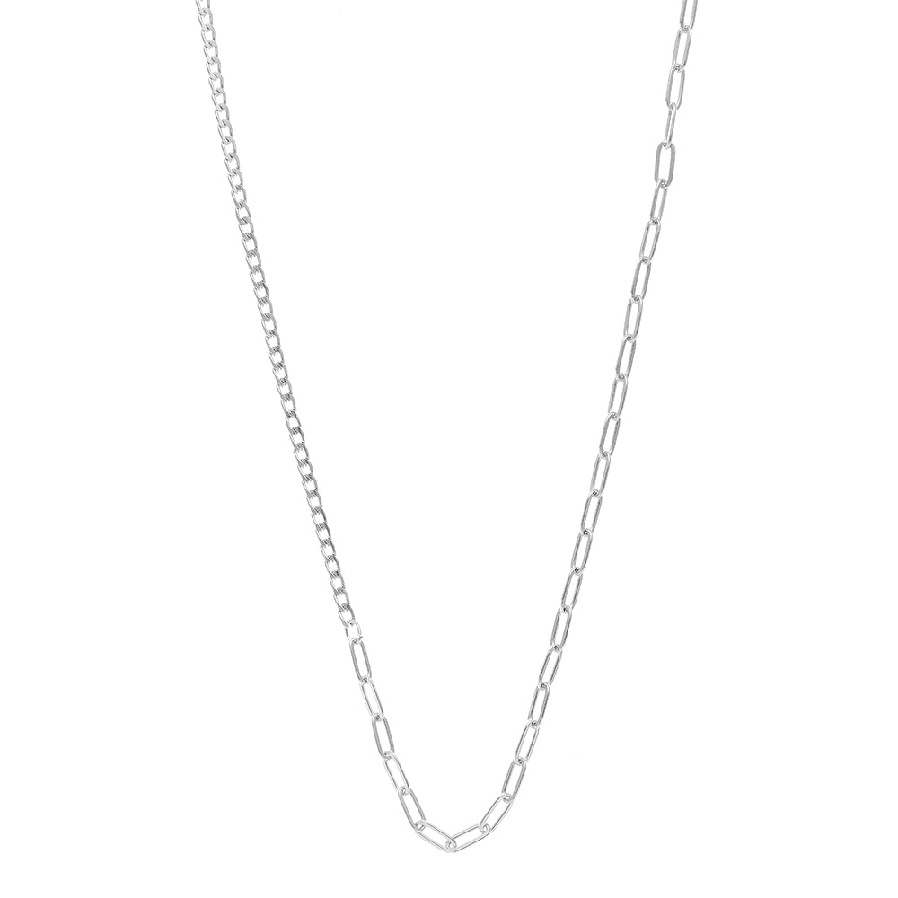 Asymmetric Fine Chain Necklace - Silver - Orelia London