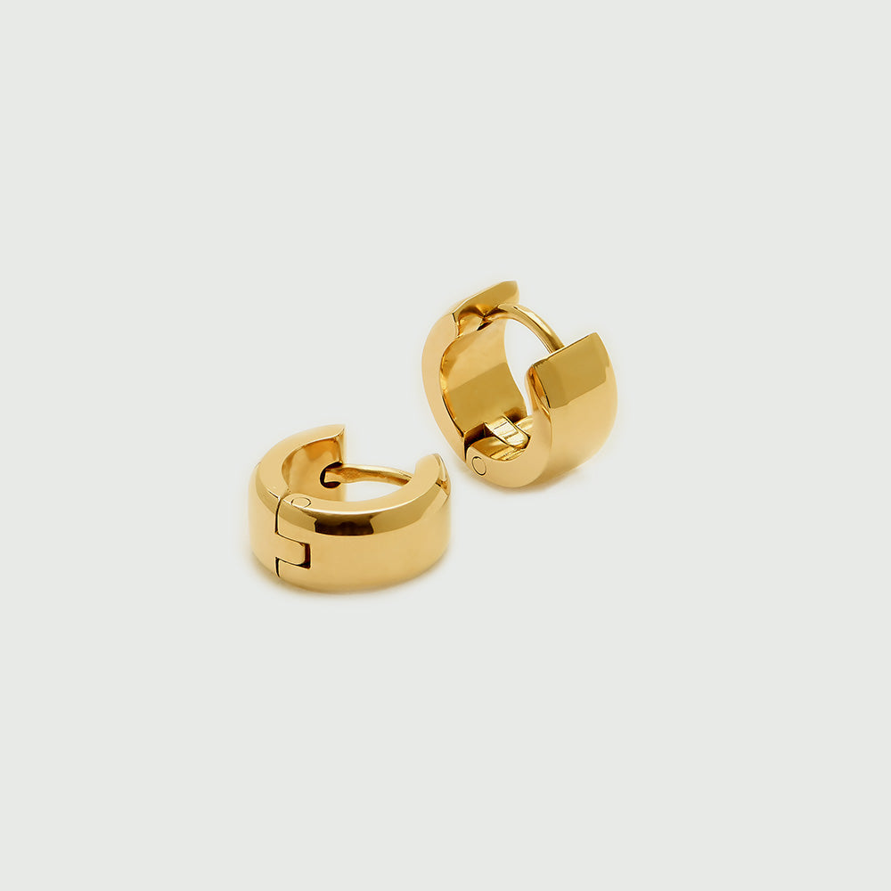 LUXE Bevelled Edge Huggie Hoop Earrings - Gold - Orelia LUXE