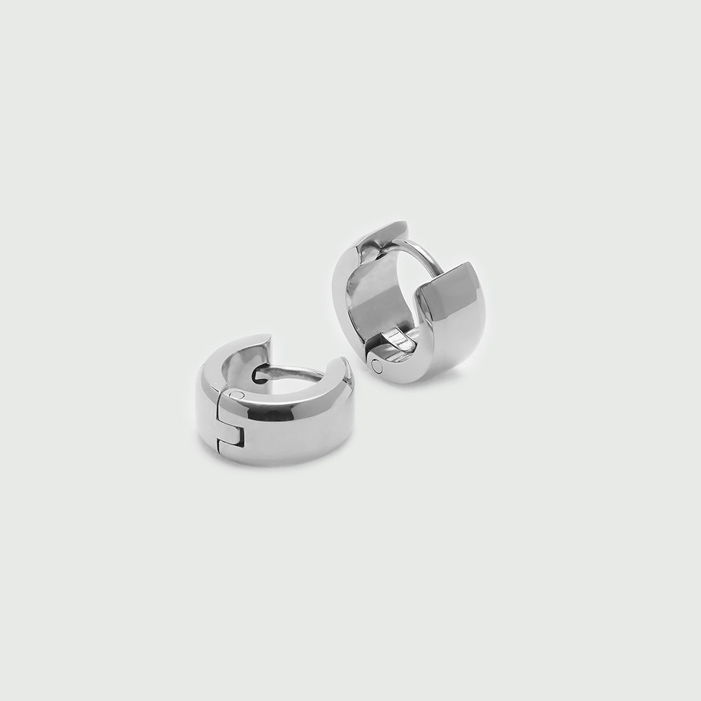 LUXE Bevelled Edge Huggie Hoop Earrings - Silver - Orelia LUXE