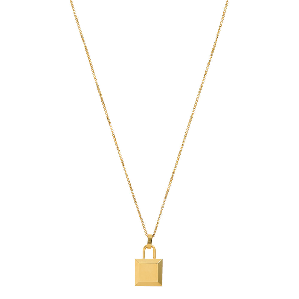 LUXE Square Padlock Necklace - Gold - Orelia LUXE