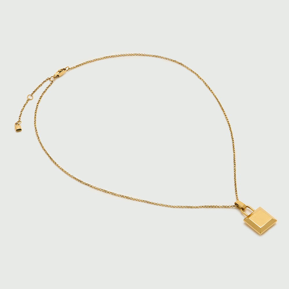 LUXE Square Padlock Necklace - Gold - Orelia LUXE