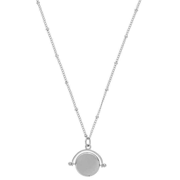 Faceted Disc Spinner Necklace - Silver - Orelia London