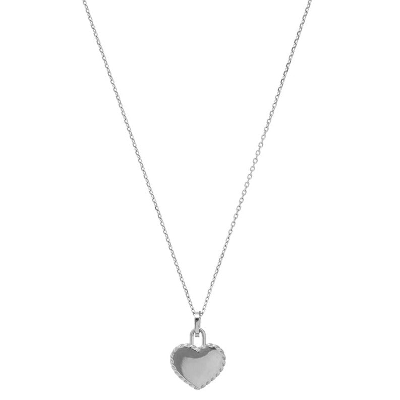 Rope Detail Heart Pendant Necklace - Silver - Orelia London