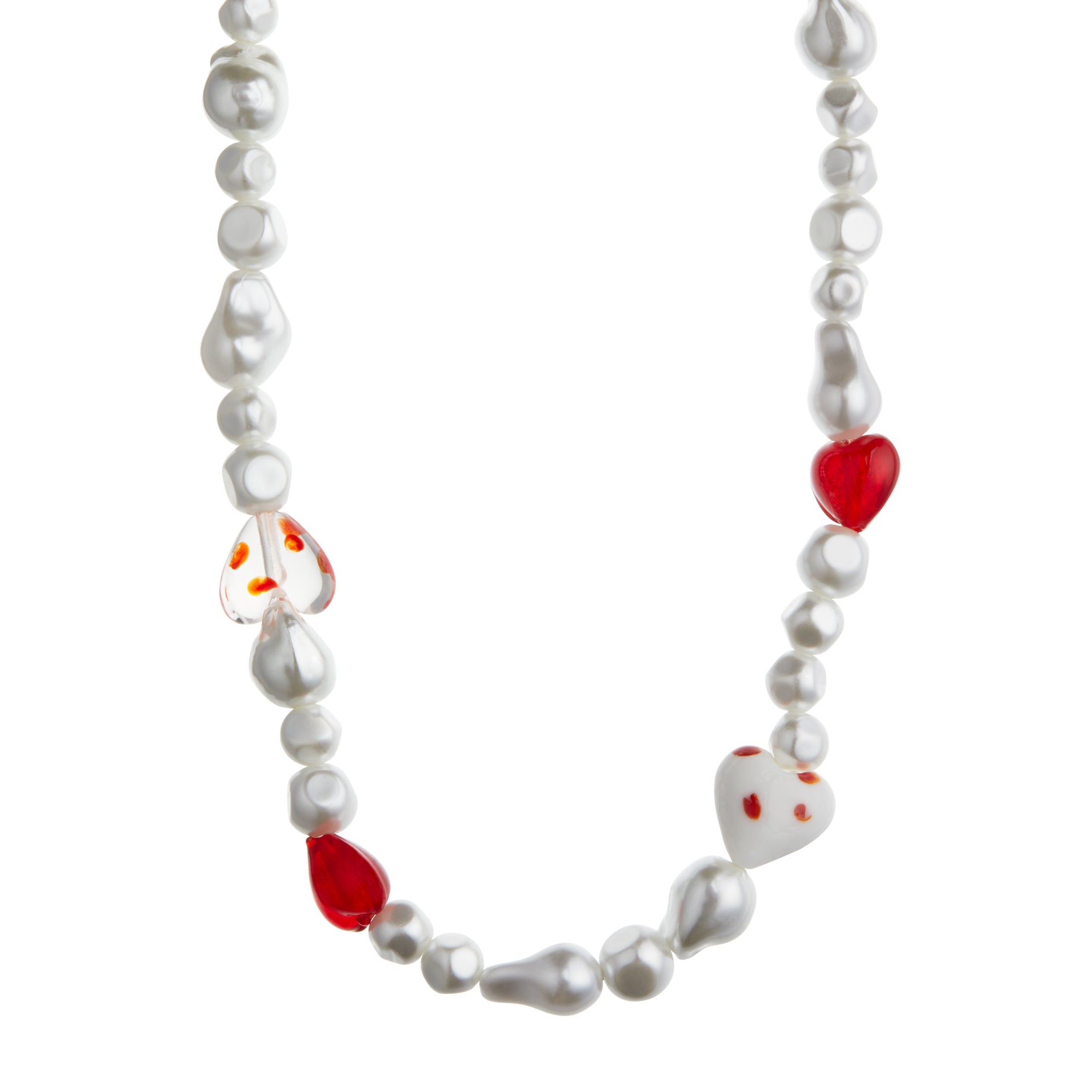 Statement Pearl & Glass Heart Necklace - Orelia London