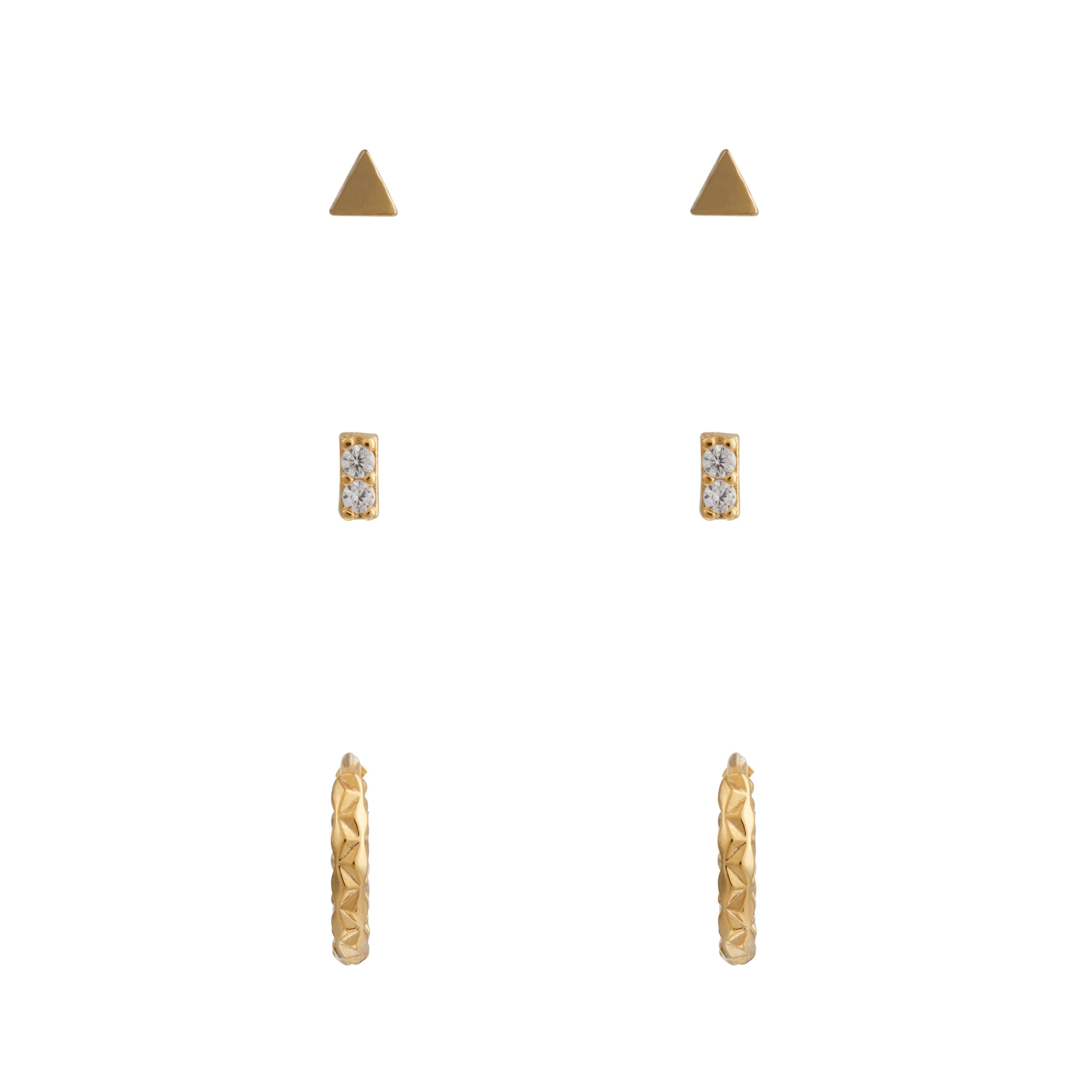 Geo Stud & Hoop Earring Pack - Gold - Orelia London