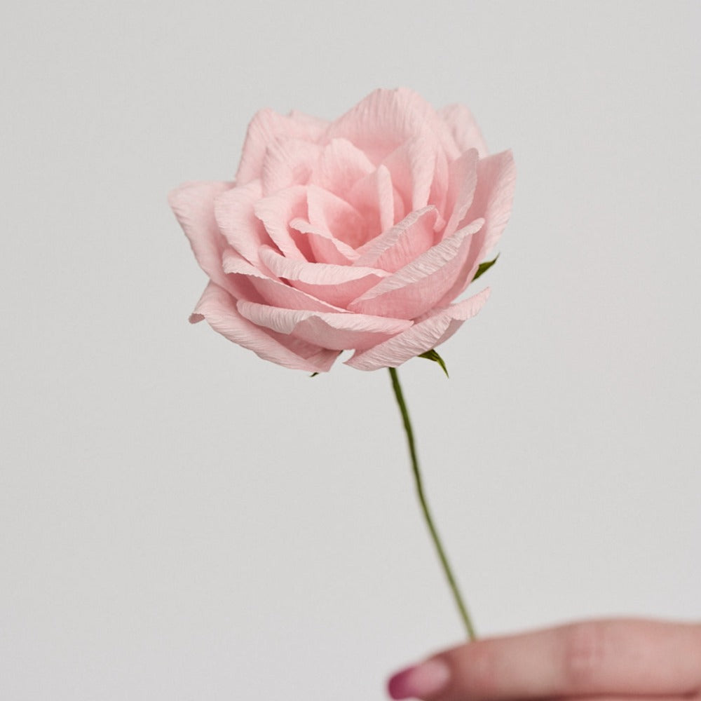Small Single Stem Rose Paper Flower - Antique Pink - Orelia London