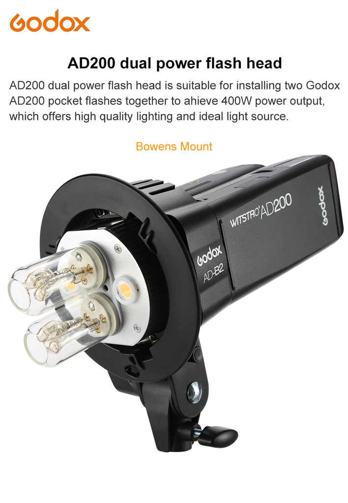 AD200 dual power flash head bracket