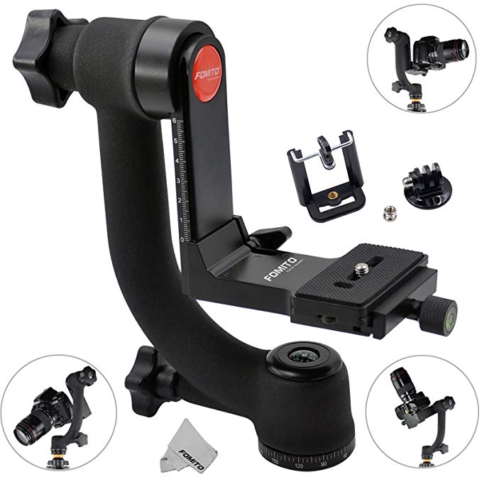 Fomito 360 Panoramic Gimbal Tripod Ball Head with Arca Swiss Quick Release  Plate for Camera GoPro