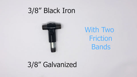 3/8" galvanized and 3/8" black iron pipe with two friction bands