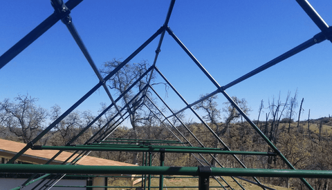 Close up of the greenhouse roof