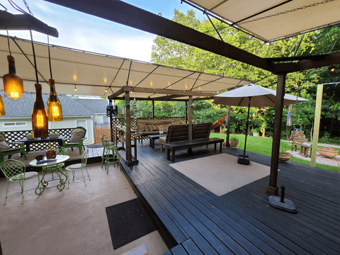 Back deck sail shade coverings