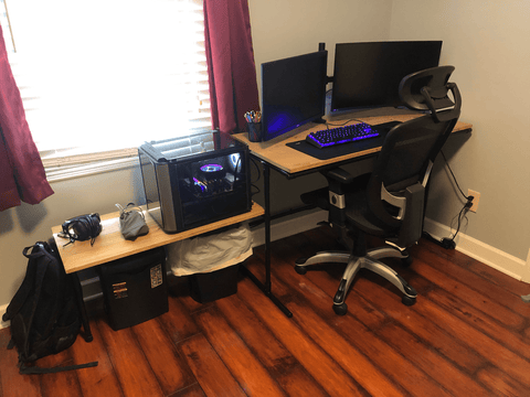 Pipe desk with shelf and storage