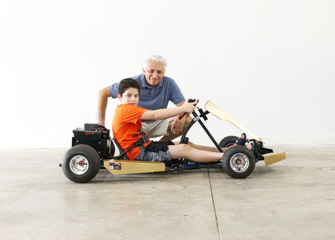 Alex and his son with the go-kart