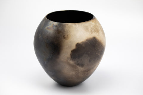 Coil built, smoke fired vessel by Bridget Johnson, available at Padstow Gallery, Cornwall