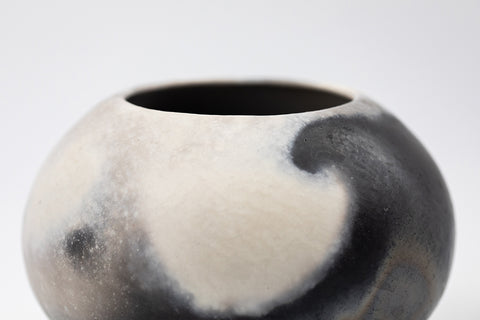 Coil built, smoke fired vessel by Bridget Johnson, available at Padstow Gallery, Cornwall