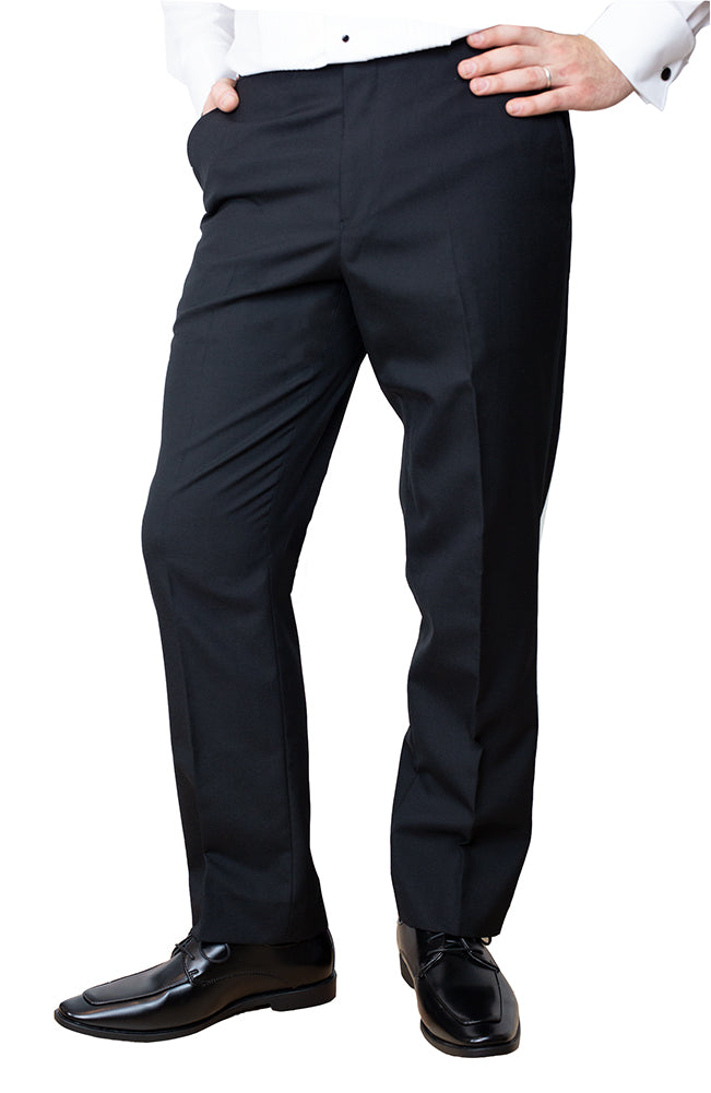 RGM Men's Tuxedo Pants Side Satin Stripe Pleated Or Flat Front 