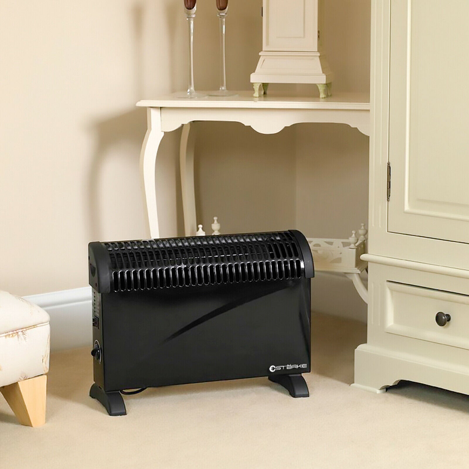 Starke Large Black Electric Heater 2000W 3 Heat Convection Panel
