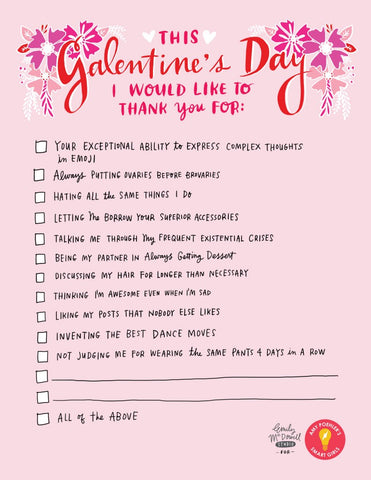 galentine's day thank you list