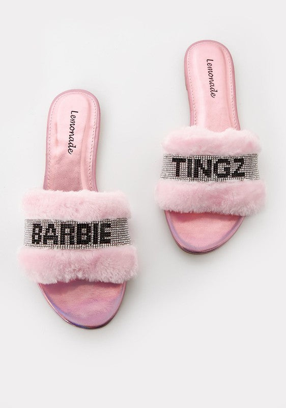 barbie tingz fur slides