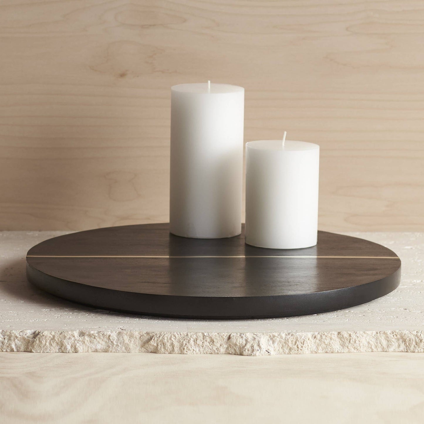 Ebony-Stained Large Round Serving Tray