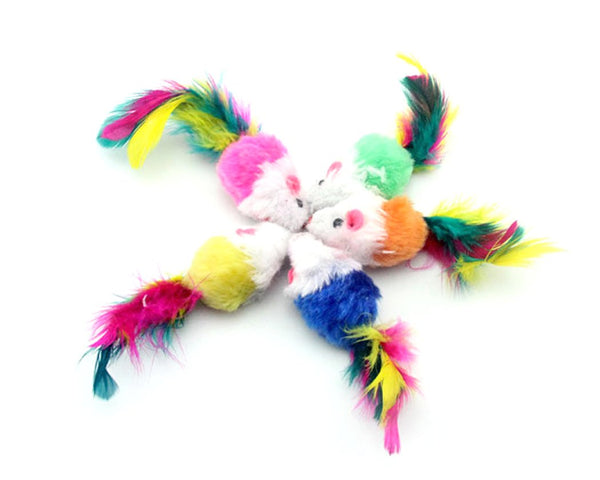 real fur mice cat toys with rattle