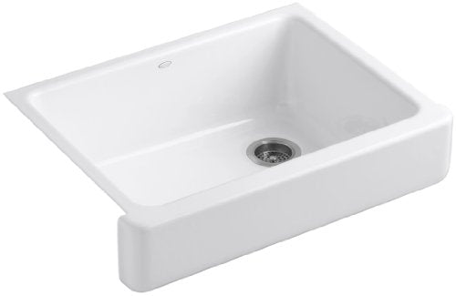 Kohler K 6486 0 Whitehaven Self Trimming Front Single Basin Kitchen Sink With Short Apron White
