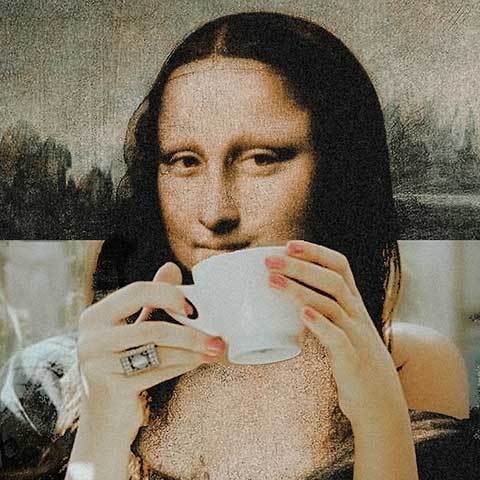 mona lisa kahve içiyor