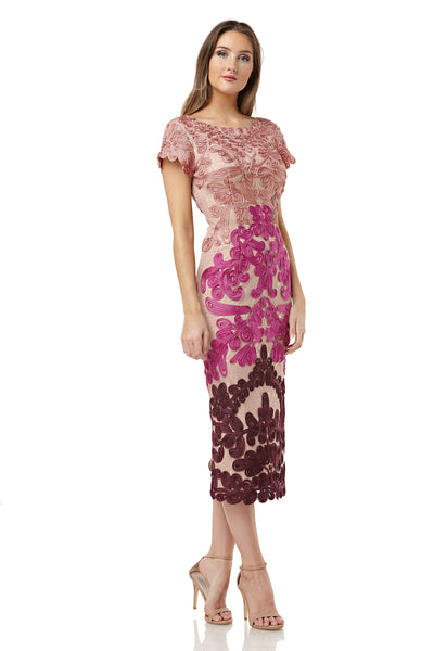 js soutache lace midi dress