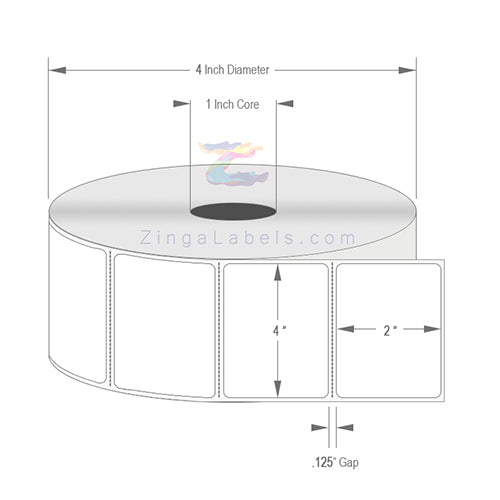 4" x 2", White Direct Thermal Labels
