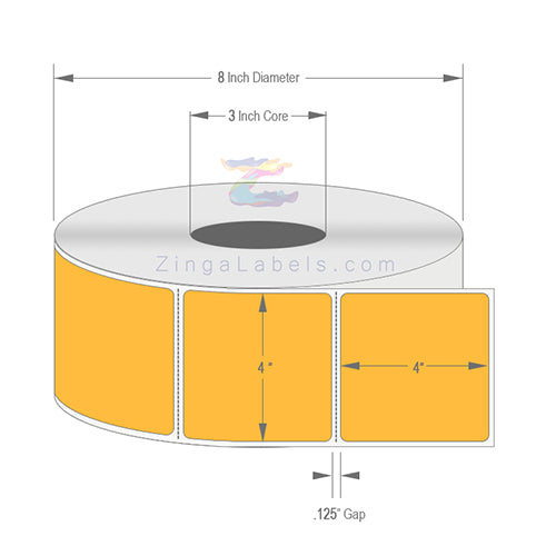4 x 4", Blank Orange (PMS 136) Thermal Transfer Labels