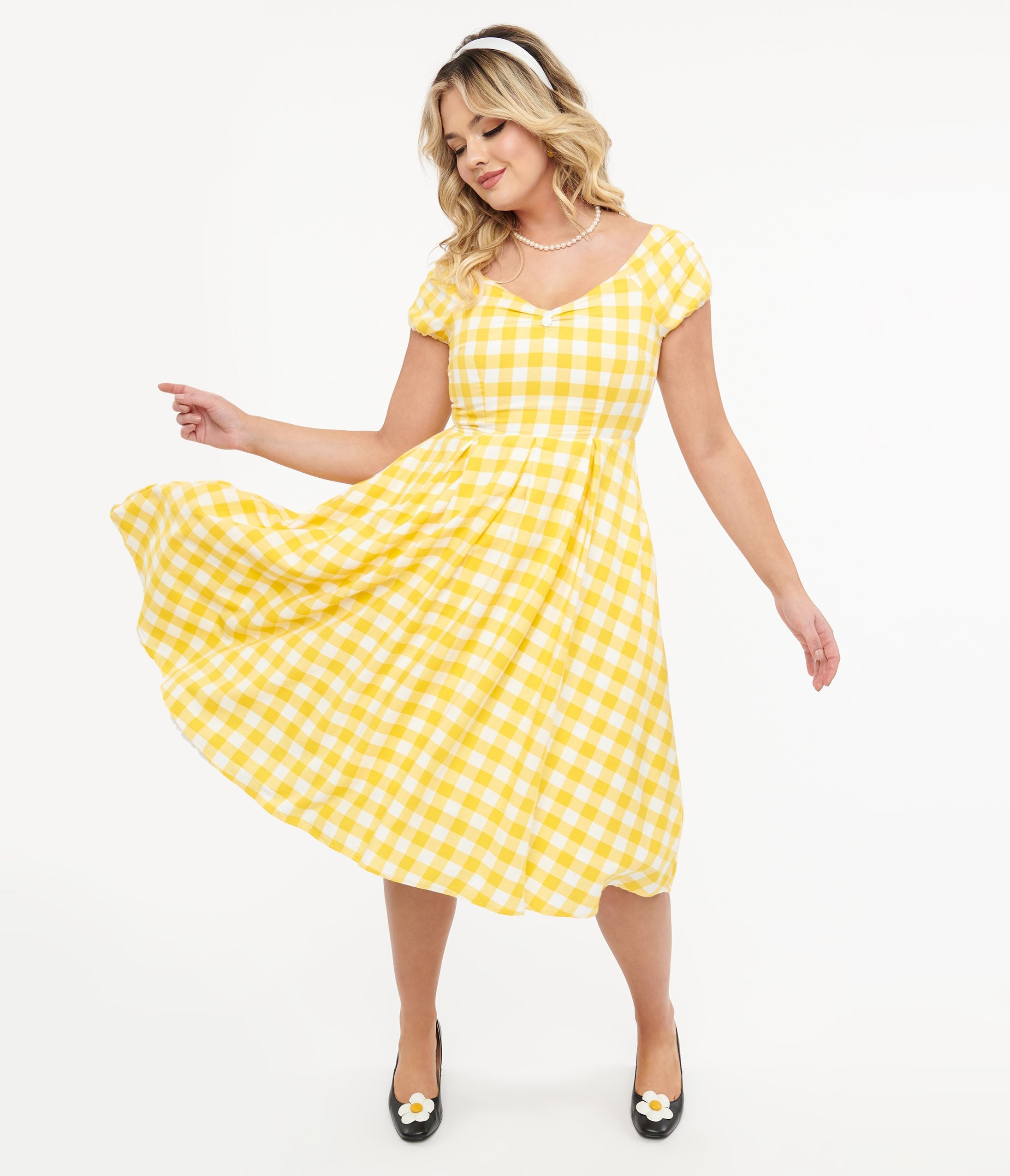 

Dolly & Dotty 1950S Yellow Gingham Cotton Swing Dress