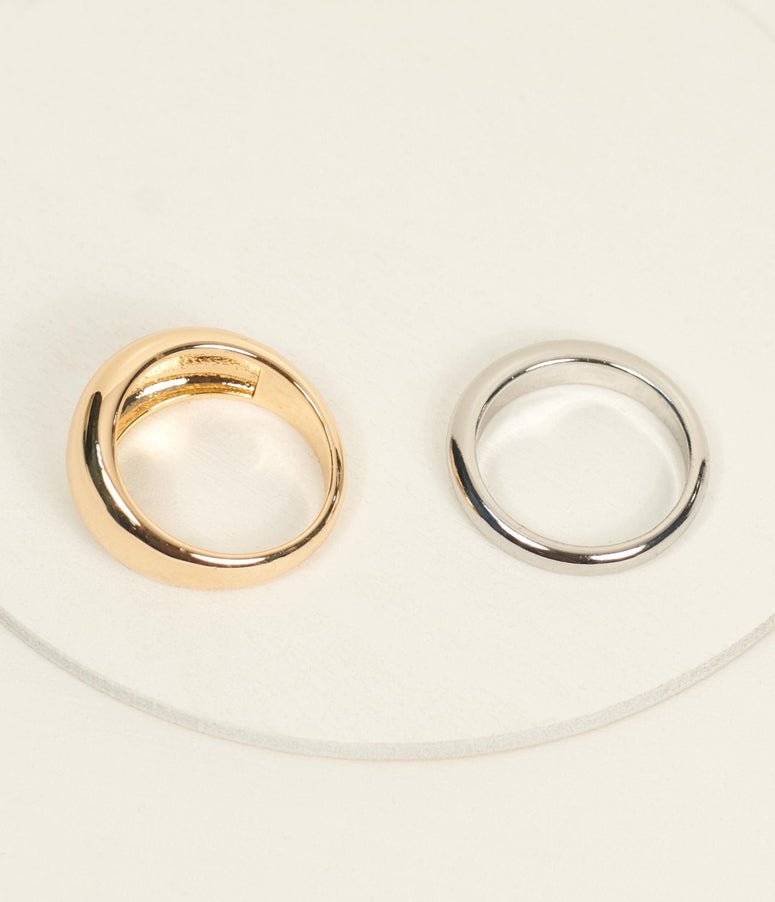 14K Gold & Rhodium Plated Coyote Ring Set