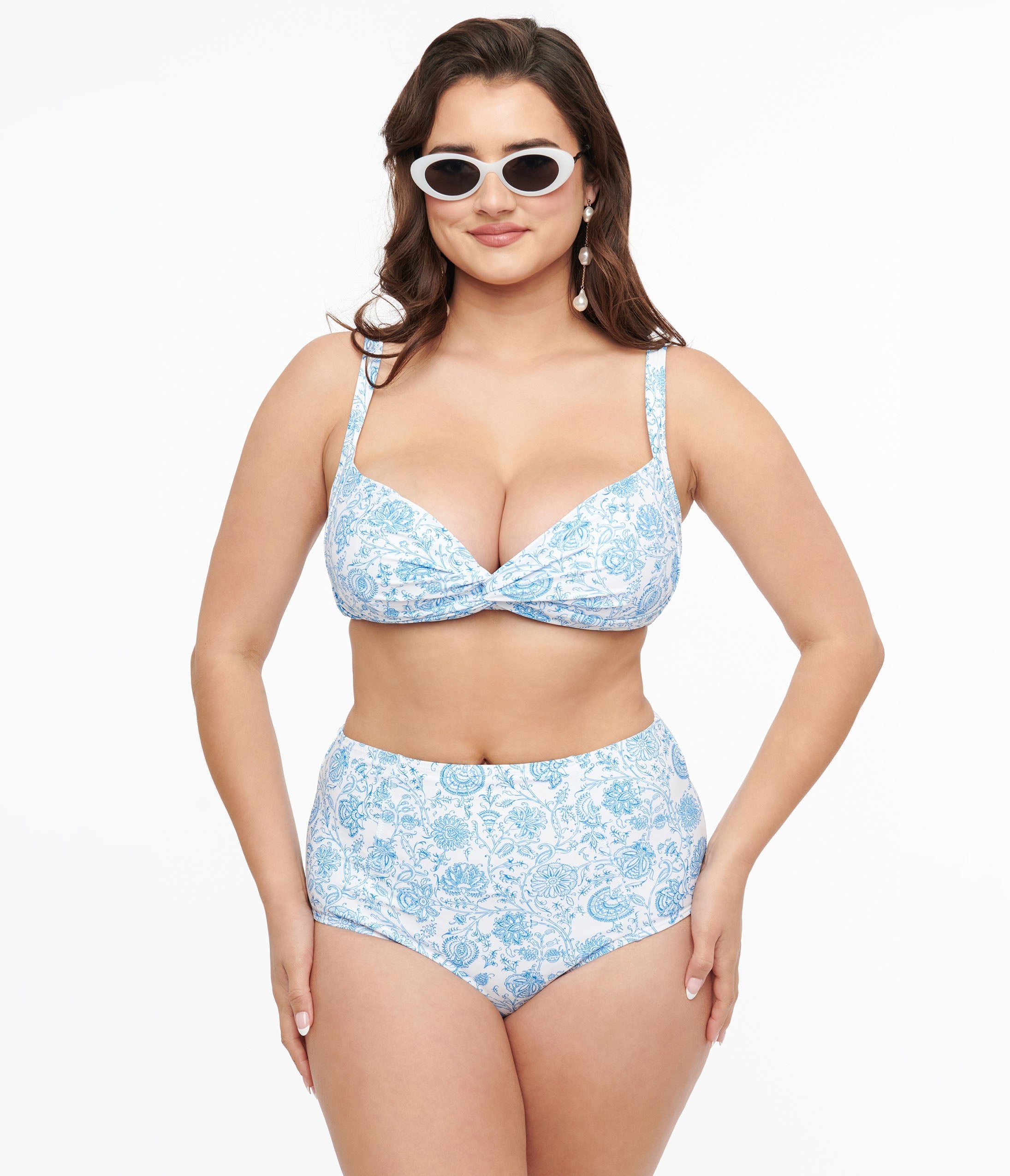 

White & Thistle Blue Floral Two Piece Swim Set