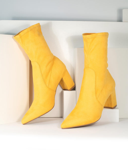 mustard suede ankle boots