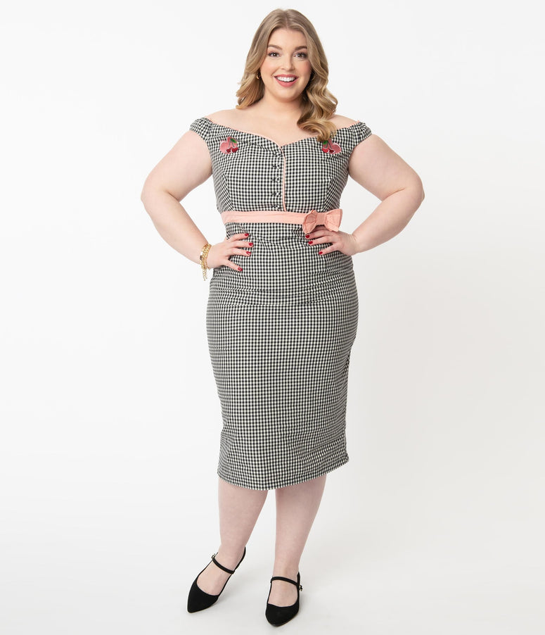 Plus Size Black & White Gingham Heartbreaker Wiggle Dress