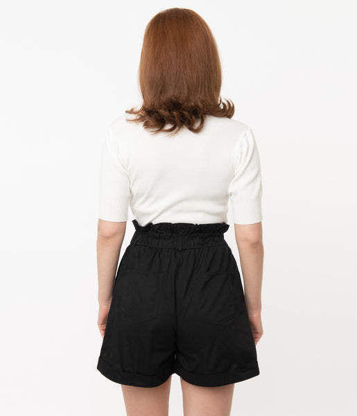 Vintage Style Black High Waist Shorts