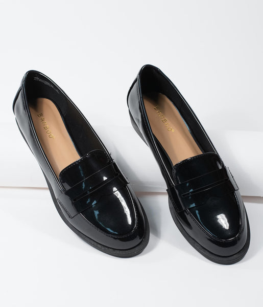 Black Patent Leatherette Loafers