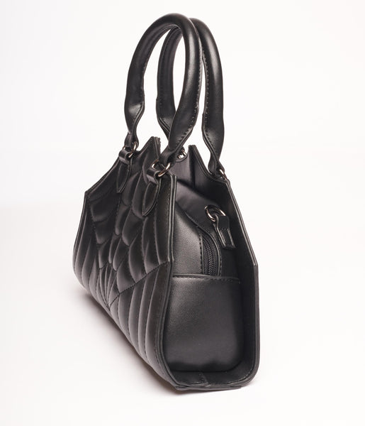 Black Leatherette Spiderweb Handbag