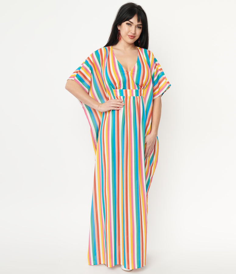 1970s acwashingmachines Rainbow Striped Burton Caftan Dress